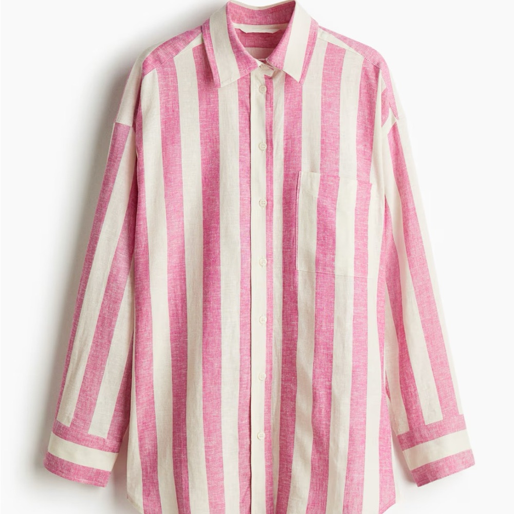 H&M Pink and Cream Striped Button Down Shirt